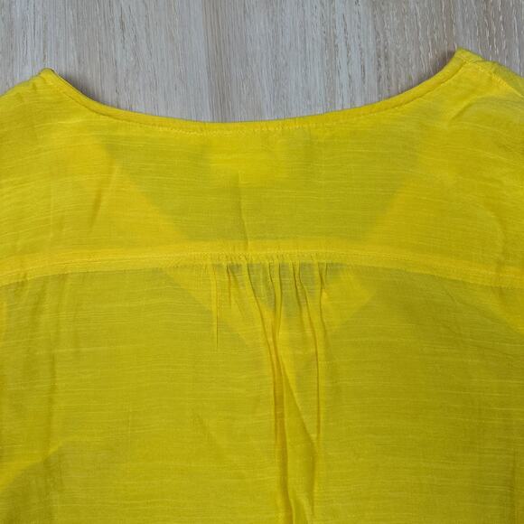 Anthropologie Maeve Verona Yellow Tie Sleeve V-Neck Boho Hippie Blouse Small - Picture 12 of 13